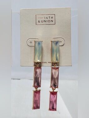 14th & Union Gold-Tone Drop Earrings with Opalescent, Blush and Rose Stones